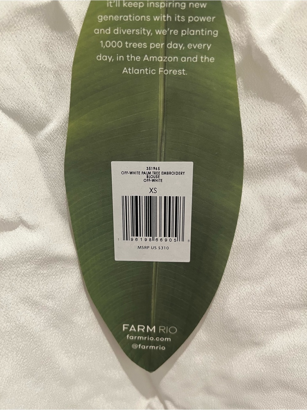NWT FARM RIO OFF-WHITE PALM TREE EMBROIDERED BLOUSE TOP - Picture 7 of 7
